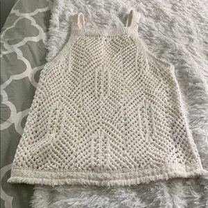 White sleeveless sweater